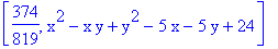 [374/819, x^2-x*y+y^2-5*x-5*y+24]